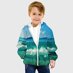 Куртка с капюшоном детская Волна набегает на берег, цвет: 3D-белый — фото 2
