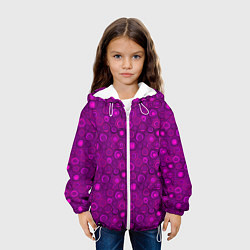 Куртка с капюшоном детская Абстрактный неоновый узор Фуксия, цвет: 3D-белый — фото 2