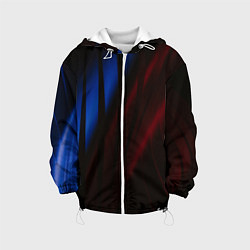 Куртка с капюшоном детская Иллюзорные синие и красные линии во тьме, цвет: 3D-белый