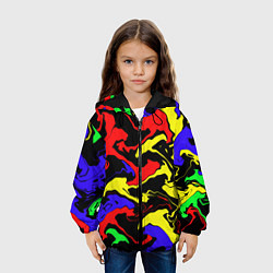 Куртка с капюшоном детская Яркие абстрактные краски, цвет: 3D-черный — фото 2