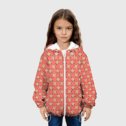 Куртка с капюшоном детская Минимализм - цветочки, цвет: 3D-белый — фото 2