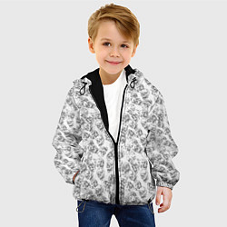 Куртка с капюшоном детская Череп штрихованный, цвет: 3D-черный — фото 2