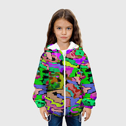 Куртка с капюшоном детская Разноцветный клетчатый камуфляж, цвет: 3D-белый — фото 2