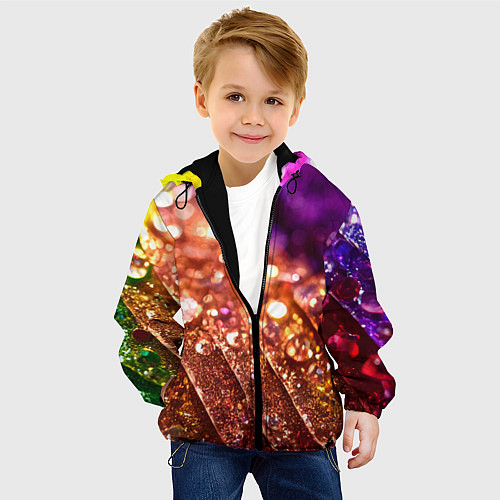 Детская куртка Радужные полосы с каплями / 3D-Черный – фото 4