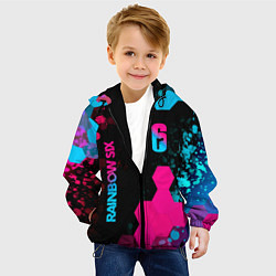 Куртка с капюшоном детская Rainbow Six - neon gradient: надпись, символ, цвет: 3D-черный — фото 2