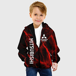 Куртка с капюшоном детская Mitsubishi красные молнии, цвет: 3D-черный — фото 2