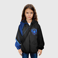 Куртка с капюшоном детская Черно-синий герб России, цвет: 3D-черный — фото 2
