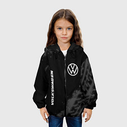 Куртка с капюшоном детская Volkswagen speed на темном фоне со следами шин: на, цвет: 3D-черный — фото 2