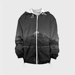 Куртка с капюшоном детская Тёмные горы и озеро, цвет: 3D-белый