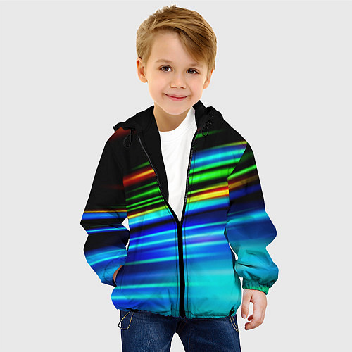 Детская куртка Абстрактные неоновые полосы / 3D-Черный – фото 4