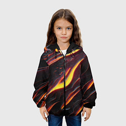 Куртка с капюшоном детская Огонь сквозь расколы в плите как магическая лава, цвет: 3D-черный — фото 2
