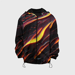 Куртка с капюшоном детская Огонь сквозь расколы в плите как магическая лава, цвет: 3D-черный
