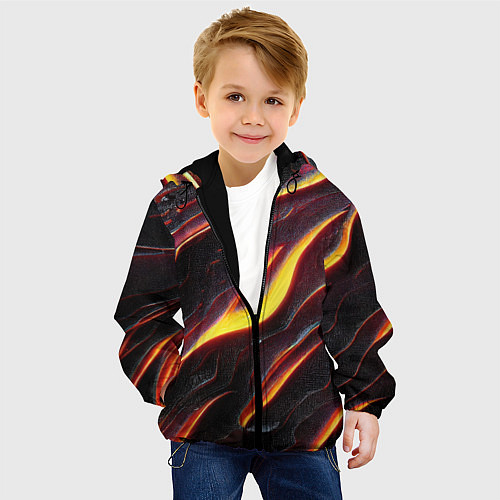 Детская куртка Огонь сквозь расколы в плите как магическая лава / 3D-Черный – фото 4