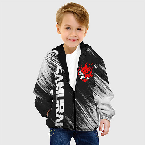 Детская куртка Киберпанк - Потертости - Samurai / 3D-Черный – фото 4
