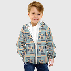Куртка с капюшоном детская Геометрическая мозаика плитка, цвет: 3D-белый — фото 2