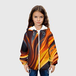 Куртка с капюшоном детская Плавные огненные узоры, цвет: 3D-белый — фото 2