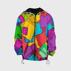 Куртка с капюшоном детская Фон из разноцветных кубиков, цвет: 3D-черный