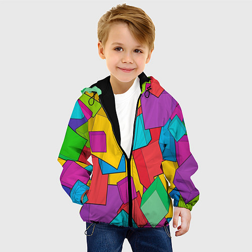 Детская куртка Фон из разноцветных кубиков / 3D-Черный – фото 4