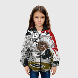 Куртка с капюшоном детская Абстракция мазки цветной краски графика, цвет: 3D-черный — фото 2
