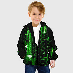 Куртка с капюшоном детская Зелёный программный код, цвет: 3D-черный — фото 2