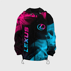 Куртка с капюшоном детская Lexus - neon gradient: надпись, символ, цвет: 3D-черный