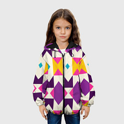 Куртка с капюшоном детская Геометрический цветной орнамент, цвет: 3D-черный — фото 2