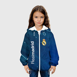 Куртка с капюшоном детская Real madrid голубая абстракция, цвет: 3D-белый — фото 2