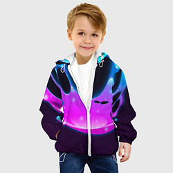 Куртка с капюшоном детская Абстракция Неон Потёки, цвет: 3D-белый — фото 2