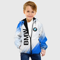 Куртка с капюшоном детская Bmw синяя текстура, цвет: 3D-черный — фото 2