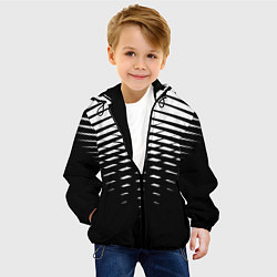 Куртка с капюшоном детская Черно-белая симметричная сетка из треугольников, цвет: 3D-черный — фото 2