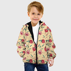 Куртка с капюшоном детская Узор с акварельными гранатами, цвет: 3D-черный — фото 2