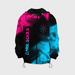 Куртка с капюшоном детская Dark Souls - neon gradient: надпись, символ, цвет: 3D-черный