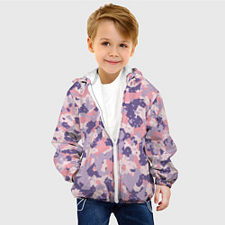 Куртка с капюшоном детская Цифровой камуфляж - сине-фиолетовый, цвет: 3D-белый — фото 2
