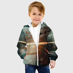 Куртка с капюшоном детская Светло-синий абстрактный фон и брызки красок, цвет: 3D-белый — фото 2