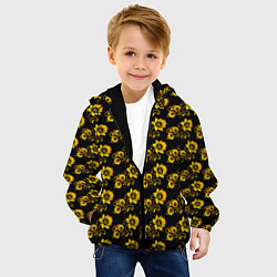 Куртка с капюшоном детская Хохломская роспись цветы на чёрном фоне, цвет: 3D-черный — фото 2
