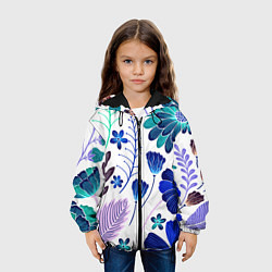 Куртка с капюшоном детская Графичная растительная композиция, цвет: 3D-черный — фото 2