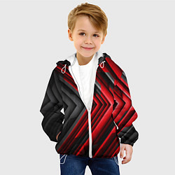 Куртка с капюшоном детская Чёрно-красный паркет графика, цвет: 3D-белый — фото 2