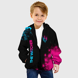 Куртка с капюшоном детская The Witcher - neon gradient: надпись, символ, цвет: 3D-черный — фото 2