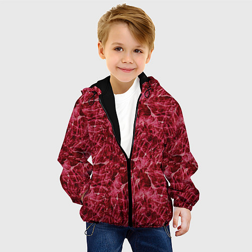 Детская куртка Красный лёд - текстура / 3D-Черный – фото 4