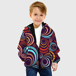 Куртка с капюшоном детская Множество разноцветных окружностей, цвет: 3D-черный — фото 2