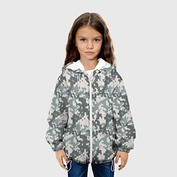 Куртка с капюшоном детская Камуфляж серый пиксель, цвет: 3D-белый — фото 2