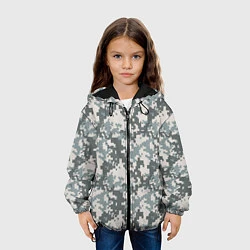 Куртка с капюшоном детская Камуфляж серый пиксель, цвет: 3D-черный — фото 2