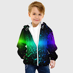 Куртка с капюшоном детская Неоновая абстракция, цвет: 3D-белый — фото 2
