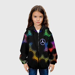 Куртка с капюшоном детская Mercedes - neon pattern, цвет: 3D-черный — фото 2