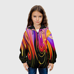 Куртка с капюшоном детская Абстракция сияние, цвет: 3D-черный — фото 2