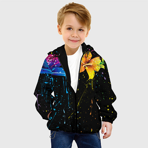 Детская куртка Цветные лилии / 3D-Черный – фото 4