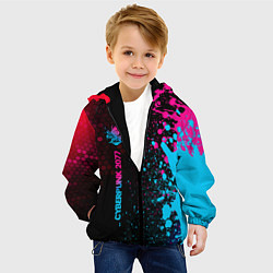 Куртка с капюшоном детская Cyberpunk 2077 - neon gradient: по-вертикали, цвет: 3D-черный — фото 2