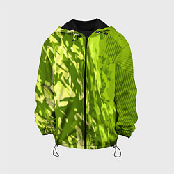 Куртка с капюшоном детская Зеленый абстрактный камуфляж, цвет: 3D-черный