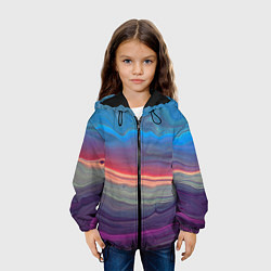 Куртка с капюшоном детская Цветной переливающийся абстрактный песок, цвет: 3D-черный — фото 2