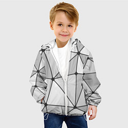 Куртка с капюшоном детская Геометрические линии на сером фоне, цвет: 3D-белый — фото 2